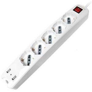 Multipresa Con 5 Prese 10/16a 2p+t Bipasso/schuko 45° E 2 Prese Usb-a E Interrut