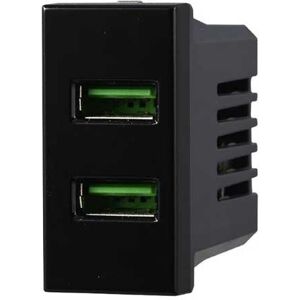 Ettroit Presa Caricatore Doppia Usb Type-A Compatibile Bticino Axolute 5vdc 2.1a Colore Nero  An2402