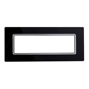 Ettroit Placca Compatibile Bticino Livinglight 7 Moduli Vetro Colore Nero