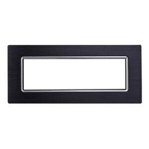 Ettroit Placca Compatibile Bticino Livinglight 7 Moduli Alluminio Colore Nero