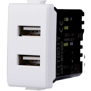 Ettroit Presa Caricatore Doppia Usb Type-A Compatibile Bticino Matix 5vdc 2.1a Colore Bianco