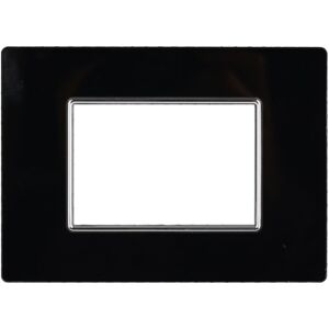 Ettroit An84302 Placca 3p In Vetro Serie Moon 3p Colore Nero Compatibile Con Bticino Axolute