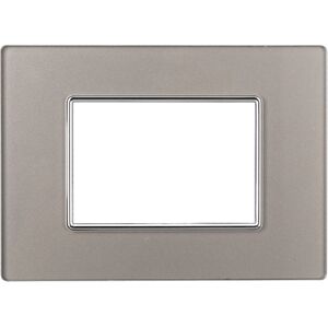 Ettroit An84306 Placca 3p In Vetro Serie Moon Colore Silver Compatibile Con Bticino Axolute