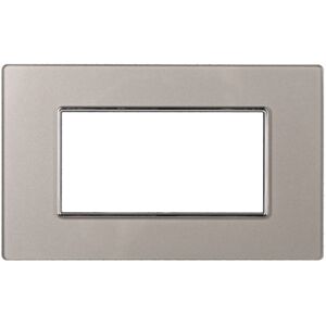 Ettroit An84406 Placca In Vetro 4p  Serie Moon Colore Silver Compatibile Con Bticino Axolute