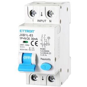 Ettroit Interruttore Magnetotermico Differenziale 1p+n 6a 6ka 30ma 220v Occupa 2 Moduli Din  Jx270661