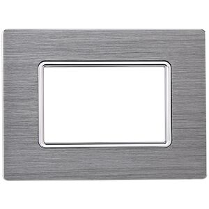 Ettroit Mt86306 Placca In Alluminio Serie Solar 3p Colore Silver Compatibile Con Bticino Matix