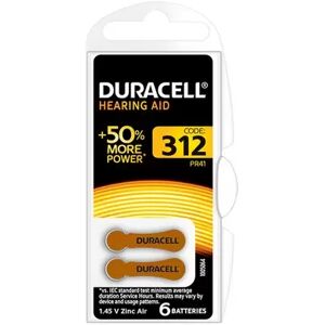 Offertecartucce.com Duracell 6 Batterie otoacustiche 312 1,45V Zinco-Aria