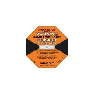 ratioform Shockwatch®, indicatore di precisione, arancione, adatto per 75 g/50 ms