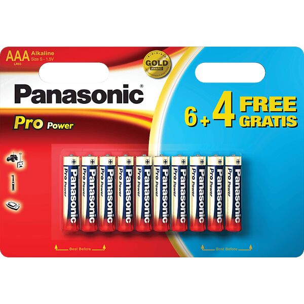 panasonic batterie  lr03ppg/10bw 6+4f