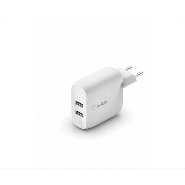 belkin caricabatterie 2 porte usb-a 12w-bianco