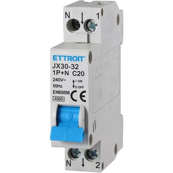 interruttore automatico magnetotermico modulare 1p+n 20a 4.5ka 220v ettroit