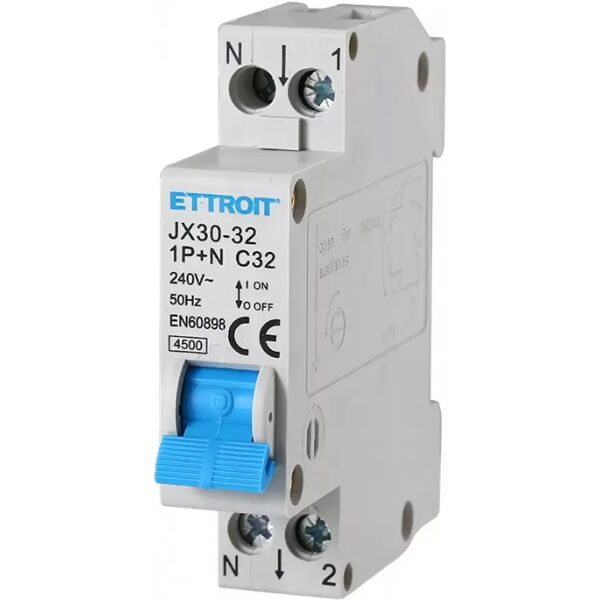 interruttore automatico magnetotermico modulare 1p+n 32a 4.5ka 220v ettroit