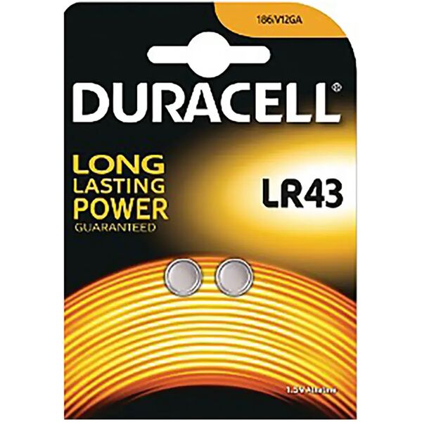 tecnomat batteria duracell a bottone alcalina lr43 1,5v confezione 2 pezzi