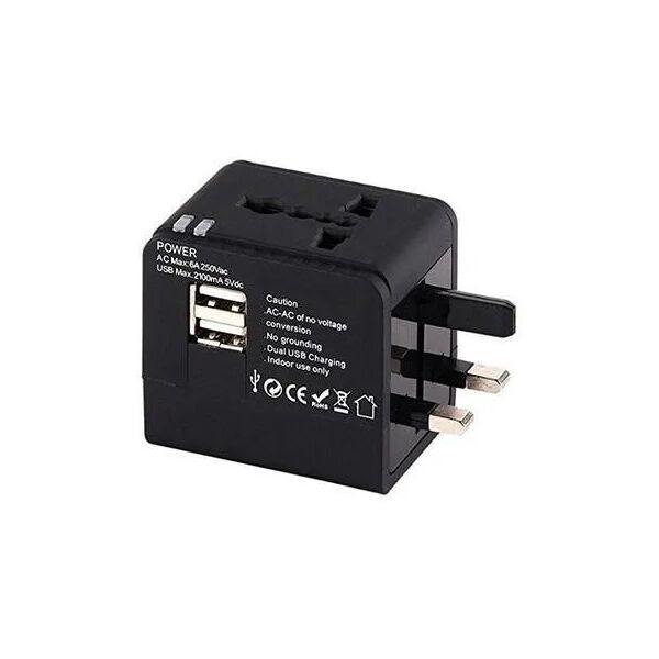 proxe adattatore  universale da viaggio con 2 ingressi usb 100v - 240v 6a