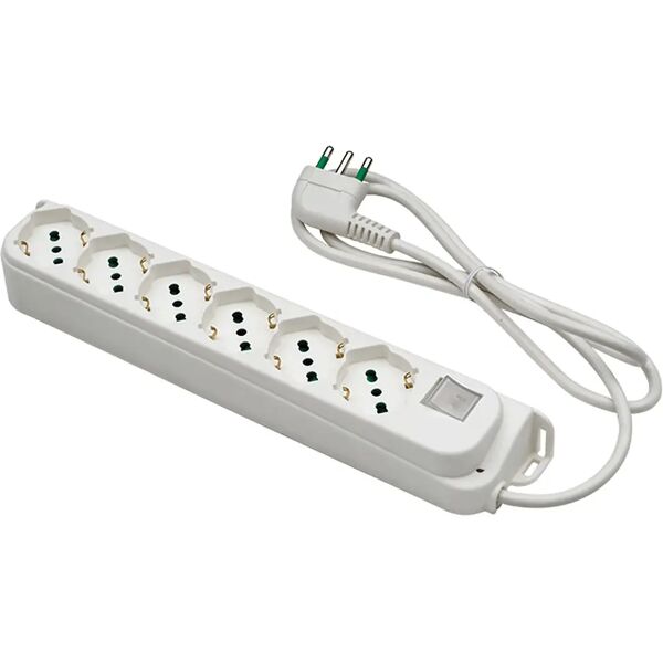 tecnomat multipresa fanton 6 prese 2p+t 10/16a schuko cavo 1,5 m spina 16a colore bianco