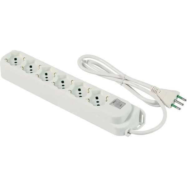 tecnomat multipresa fanton 6 prese 2p+t 10/16a schuko cavo 1,5 m spina 10a colore bianco