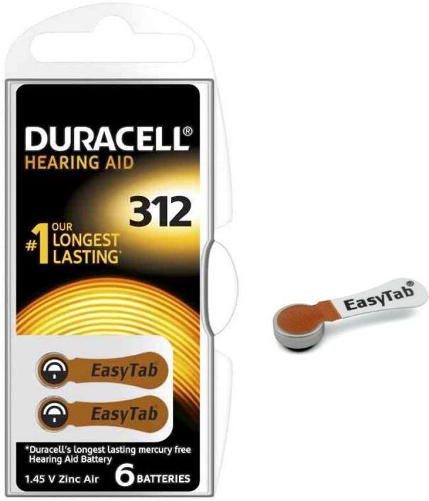 Duracell 312 Easytab - Blister Da 6 Batterie Per Protesi Acustiche