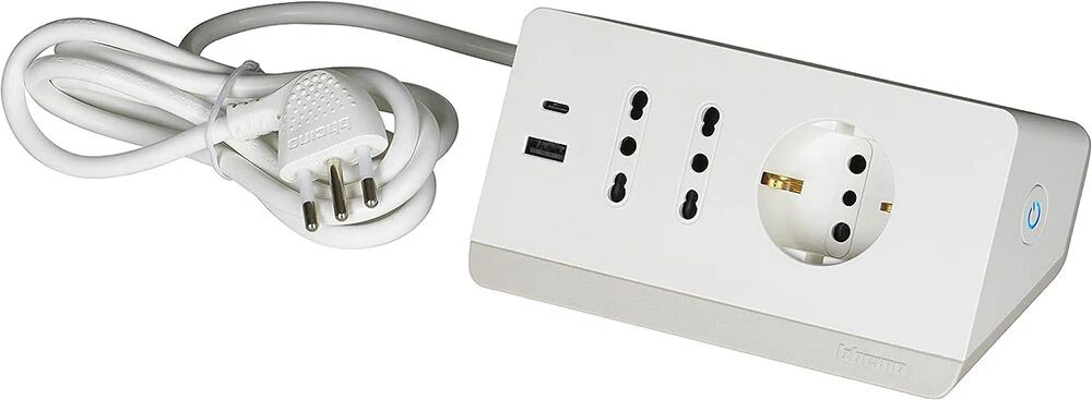 BTicino S3711DBU prolunghe e multiple 2 m 3 presa(e) AC Interno Bianco