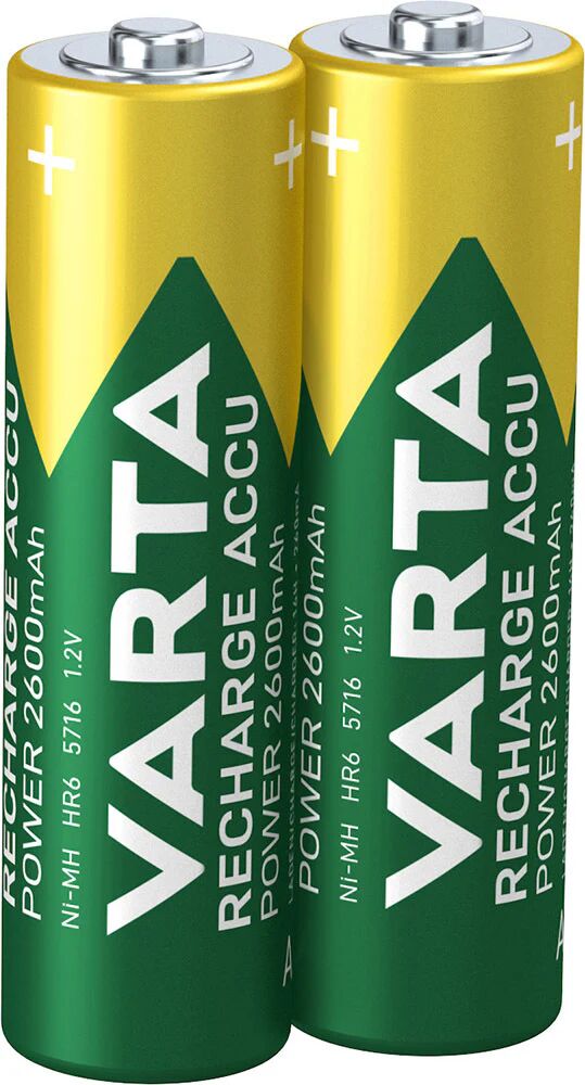 Varta Recharge Accu Power AA 2600 mAh Blister da 2 (Batteria NiMH Accu Precaricata, Mignon, batteria ricaricabile, pronta all'uso)