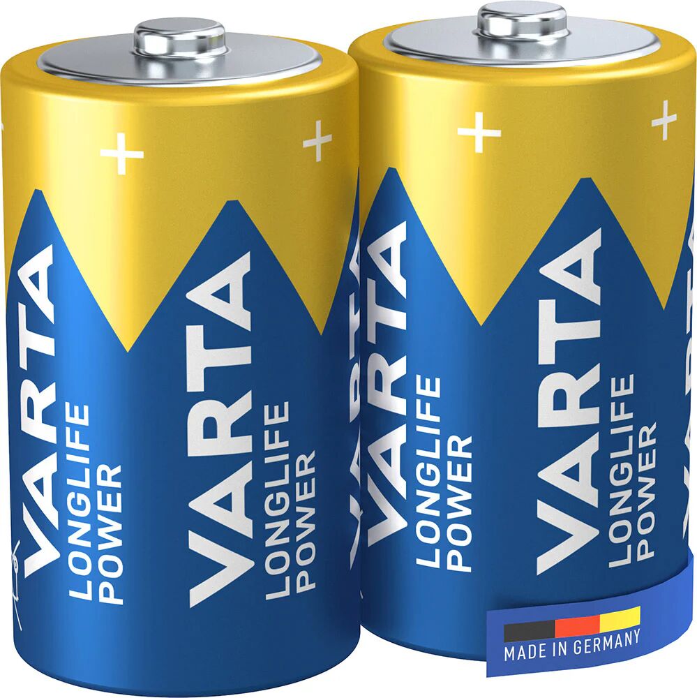 Varta Longlife Power, Batteria Alcalina, D, Mono, LR20, 1.5V, Blister da 2, Made in Germany