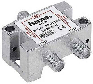 Hama Distributore SAT 1 F/2 F, 2 vie, corpo metallico, schermato, 5 Mhz-2400 Mhz, passaggio corrente 500 mA