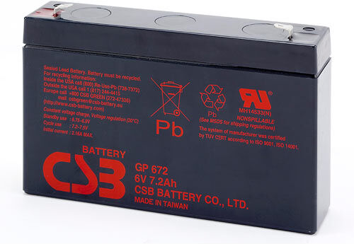 CSB GP672F1 Batteria ermetica al piombo 6V 7.2Ah faston 8,4 mm