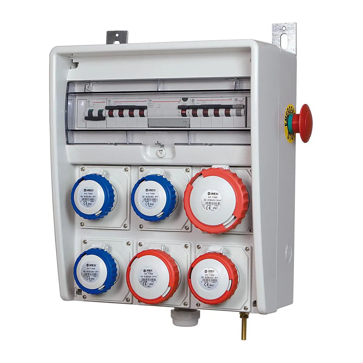 FANTON Quadro Cantiere 18kw Pulsante Emergenza 6 Prese Industriali Miste Morsetto Di Terra