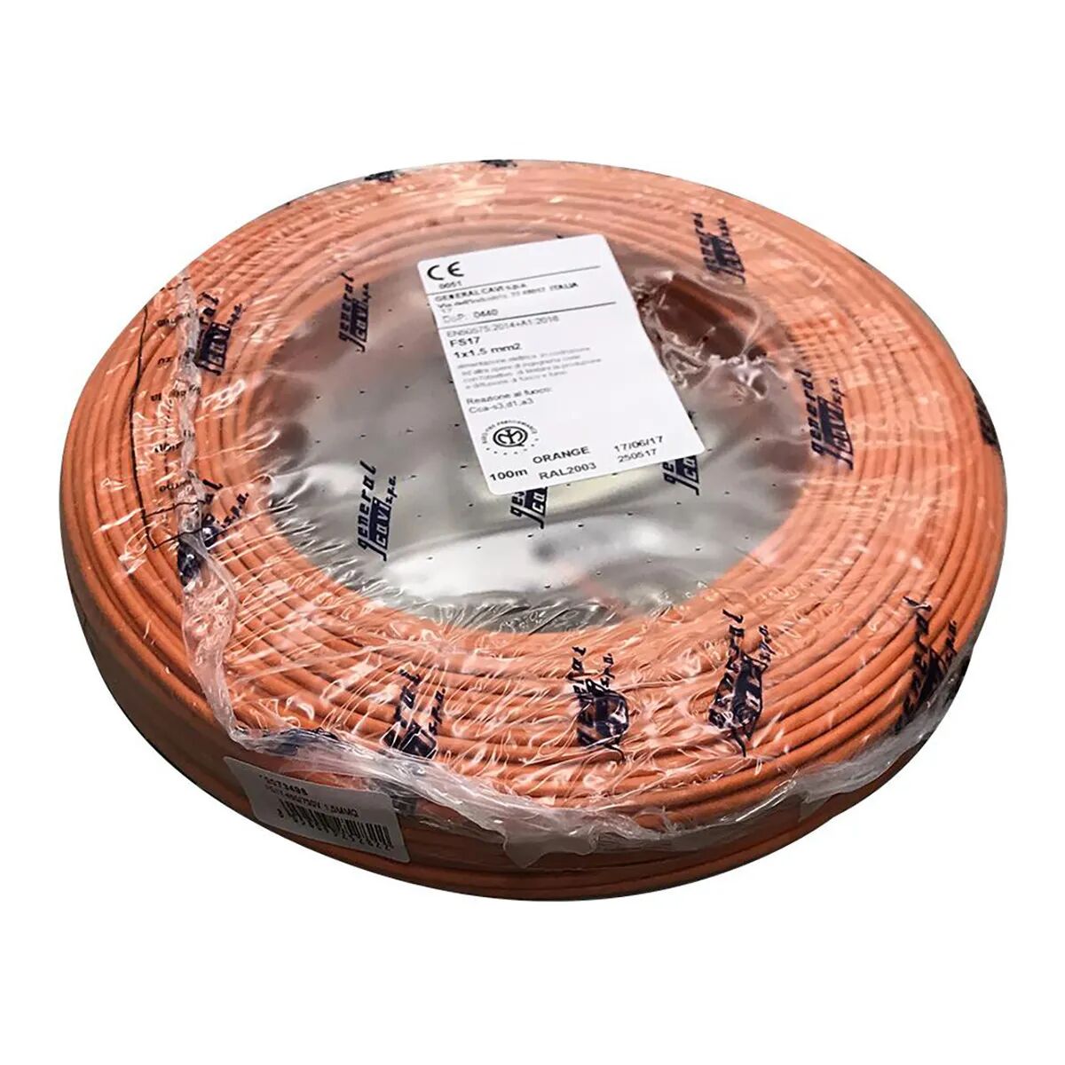 Cavo Unipolare Fs17 Cpr 450/750 Sezione 1x1,5 Mmq Colore Arancio Matassa 100 M