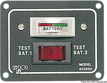 Osculati Pannello- test per 2 batterie con interruttore per azionarlo Pannellino tester per 2 batterie