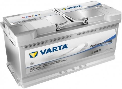 Varta Batteria Professional Dual Purpose AGM 12 V 105 Ah per avviamento e servizi