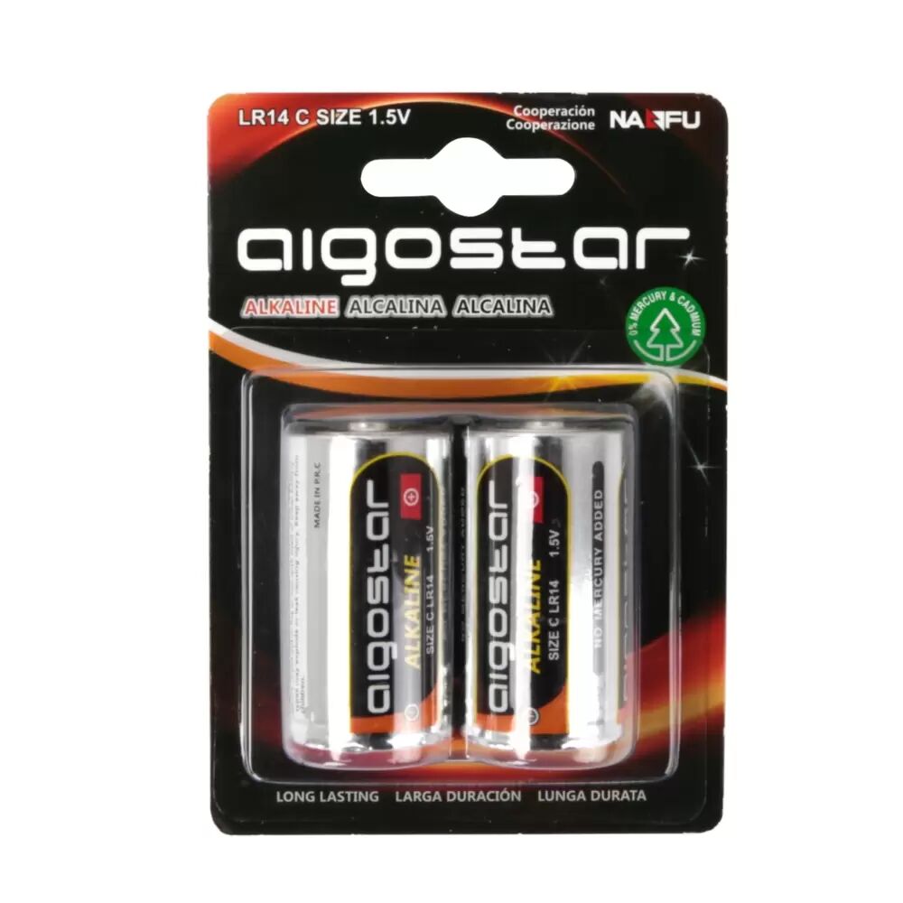 Batteria Aigostar 1,5V C Mezzatorcia Alcalina confezione da 2 pile