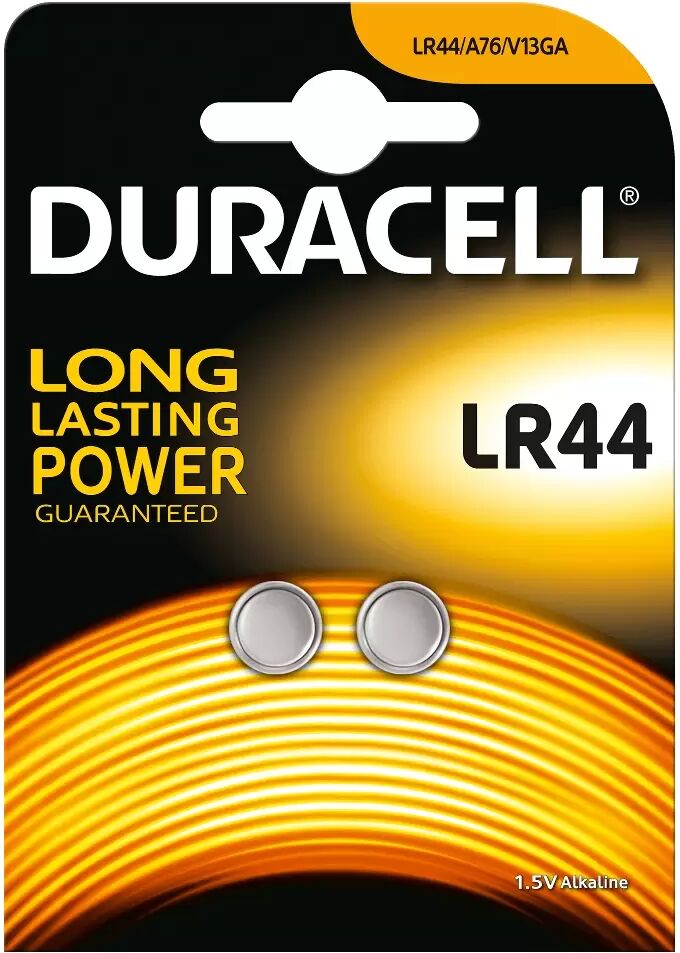 Batteria bottone Duracell 1,5V LR44 Alcalina confezione da 2 pile