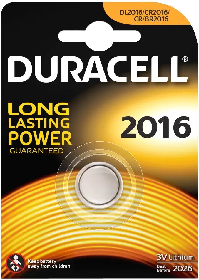 Batteria bottone Duracell 3V CR2016 Litio confezione da 2 pile