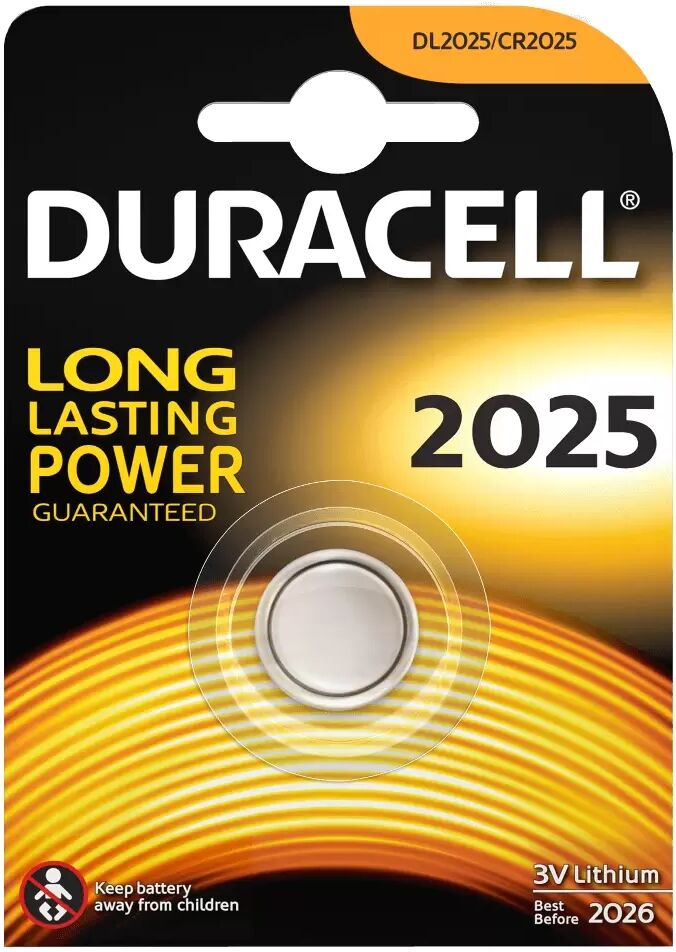 Batteria bottone Duracell 3V CR2025 Litio confezione da 2 pile