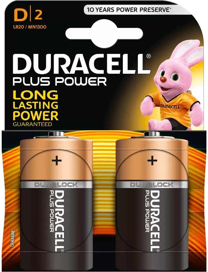 Batteria Duracell 1,5V D Torcia Plus Power Alcalina confezione da 2 pile