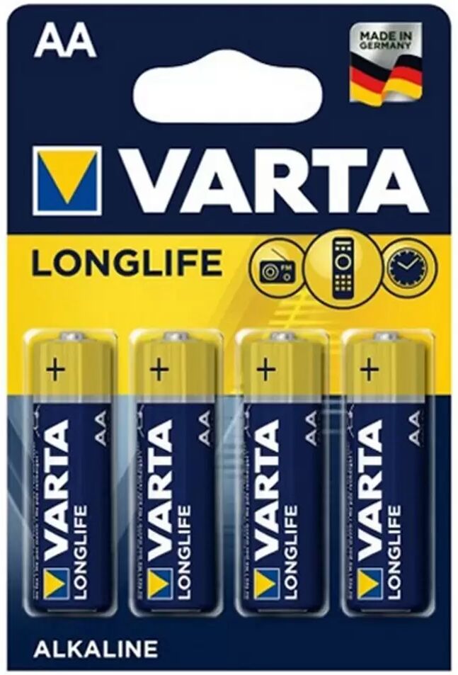 Batteria Varta 1,5V AA Stilo Longlife Alcalina confezione da 4 pile