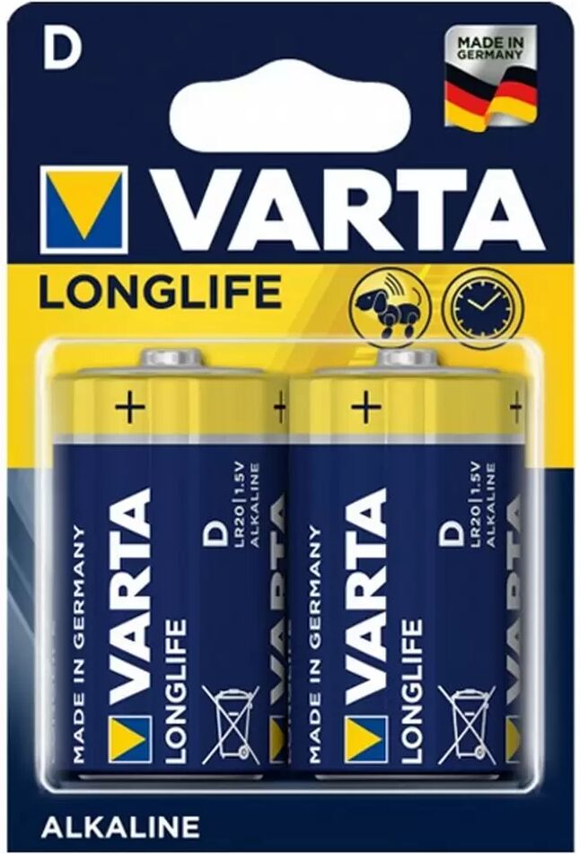 Batteria Varta 1,5V D Torcia Longlife Alcalina confezione da 2 pile