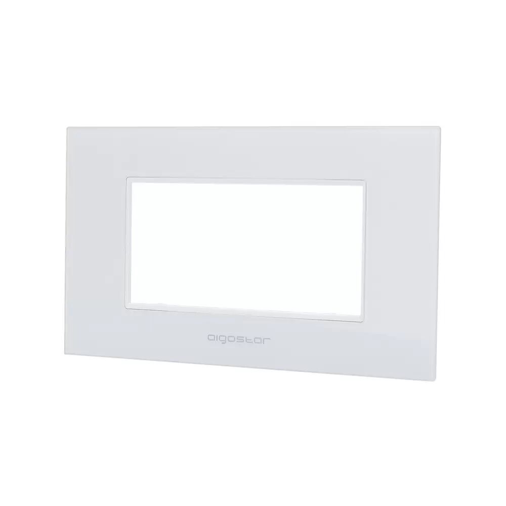 Aigostar Placca 4 moduli 504 in vetro bianca compatibile anche con BTicino Livinglight