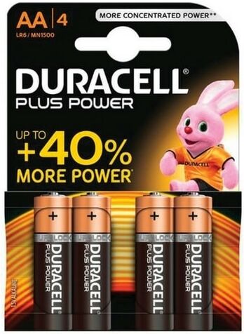 Duracell Pile  Plus Power Batterie Alcaline Stilo Aa 1.5v Confezione Da 4 Pz