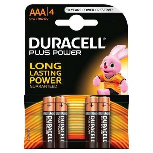 Duracell Pile  Plus Power Batterie Alcaline Stilo Aaa 1.5v Confezione Da 4 Pz  Mn2400