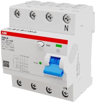 ABB F204 B-63/0.3 interruttore automatico Dispositivo a corrente residua 4 (2CSF204568R3630)