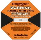 ratioform Shockwatch®, indicatore di precisione, arancione, adatto per 75 g/50 ms