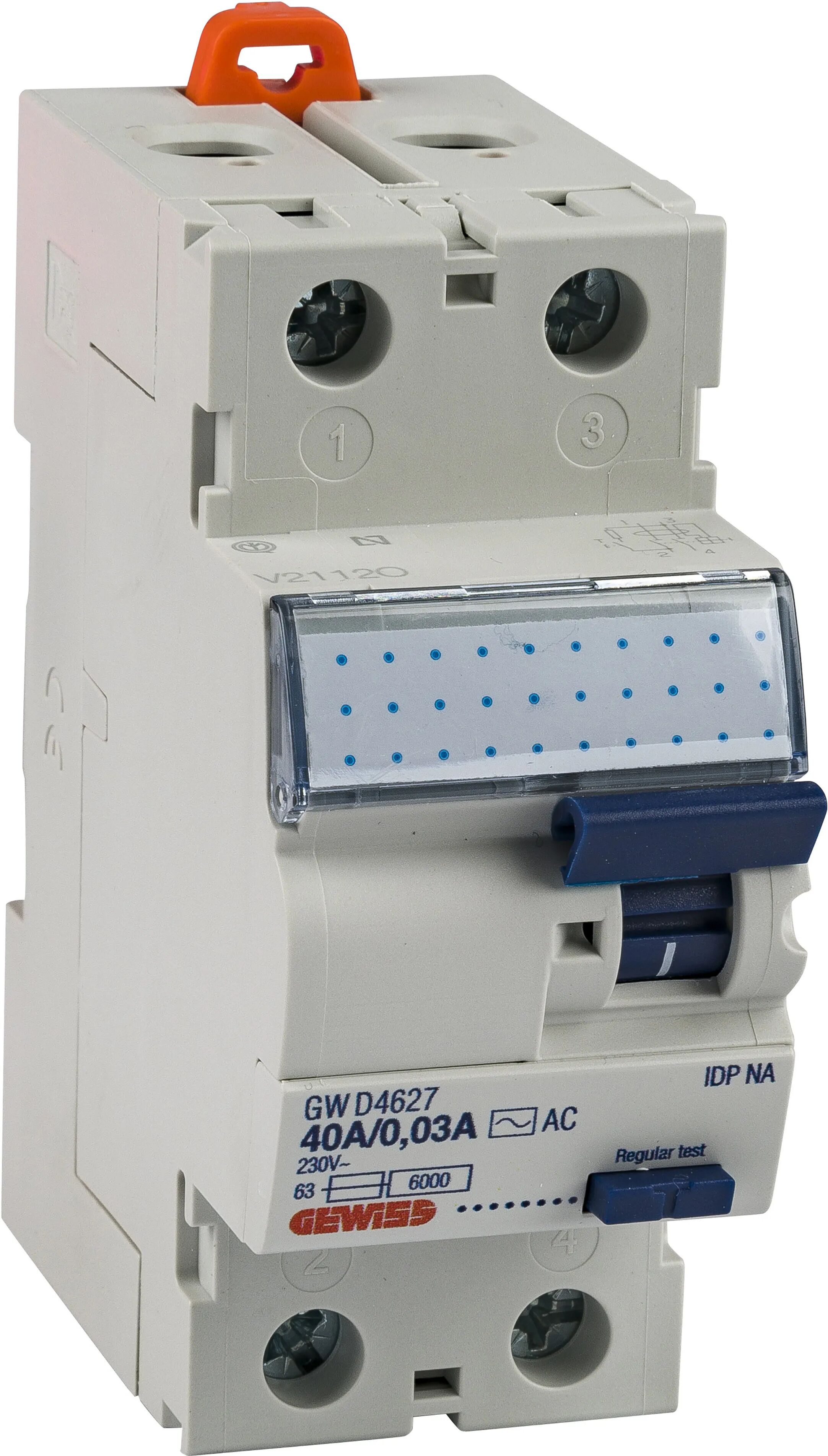 Gewiss INTERRUTTORE DIFFERENZIALE PURO  40A 30mA TIPO AC ISTANTANEO IDPNA 2 MODULI