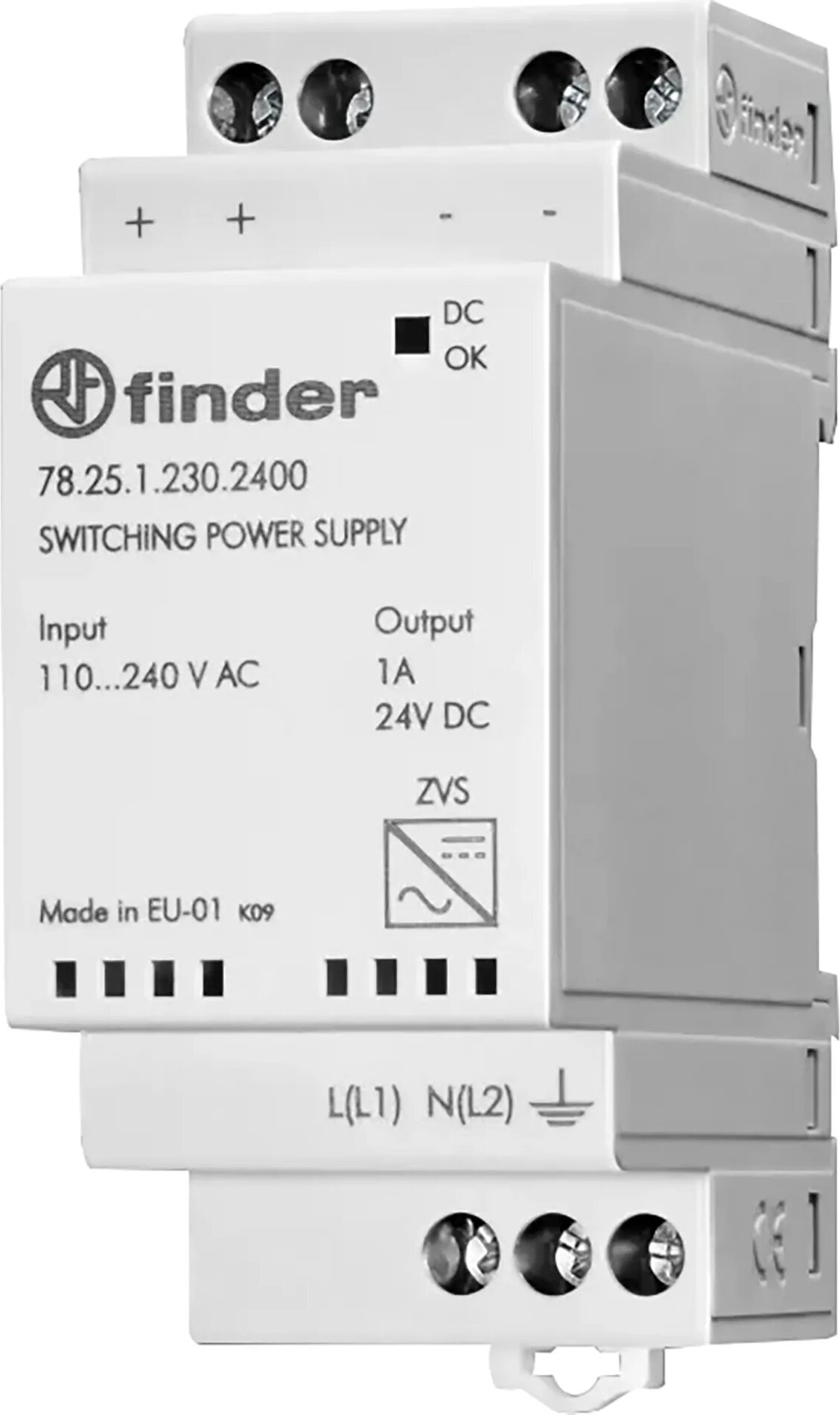 Finder ALIMENTATORE  25W 2 MODULI 1A CON PROTEZIONE TERMICA 24 Vdc 110/240Vac