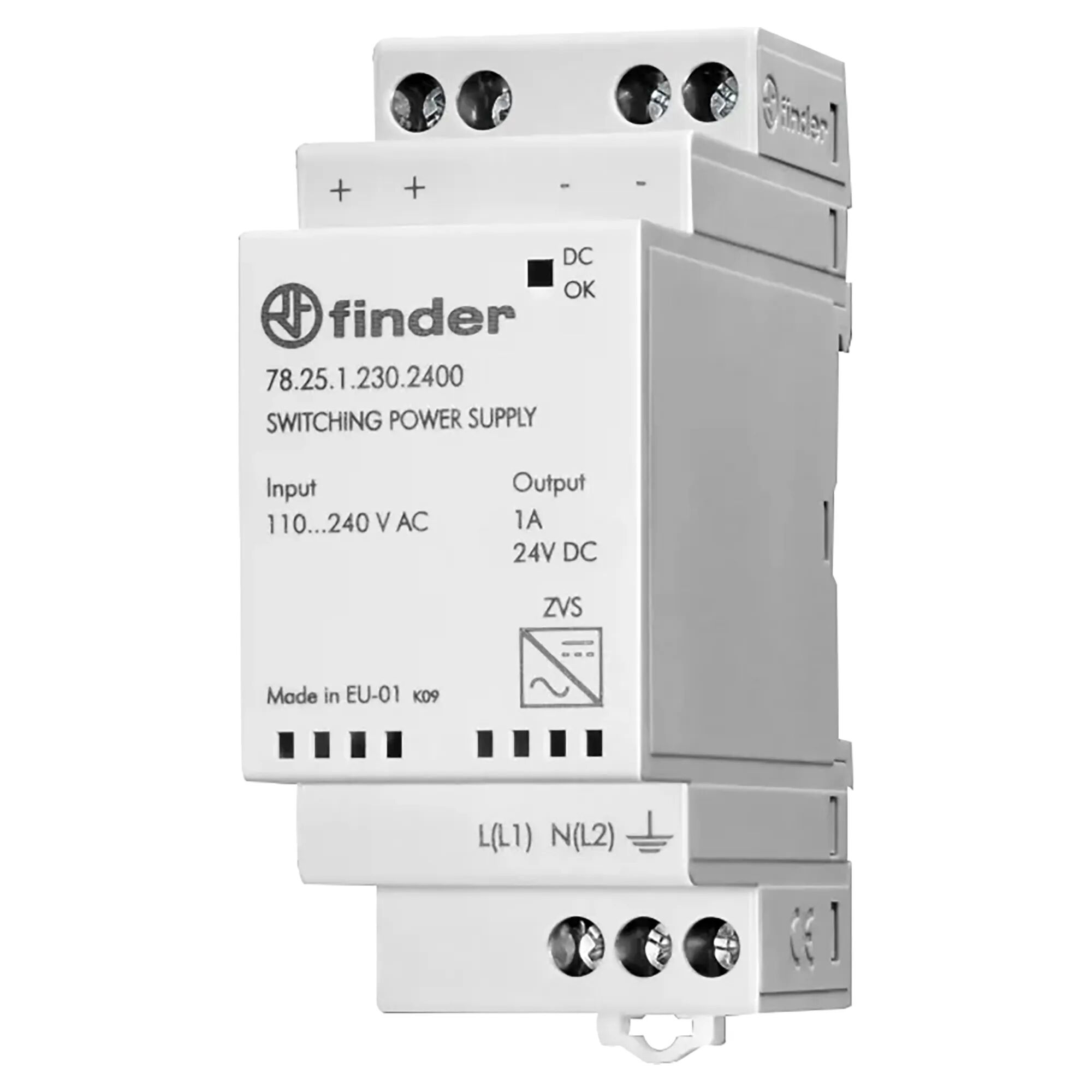 Finder ALIMENTATORE  25W 2 MODULI 1A CON PROTEZIONE TERMICA 12 Vdc 110/240Vac