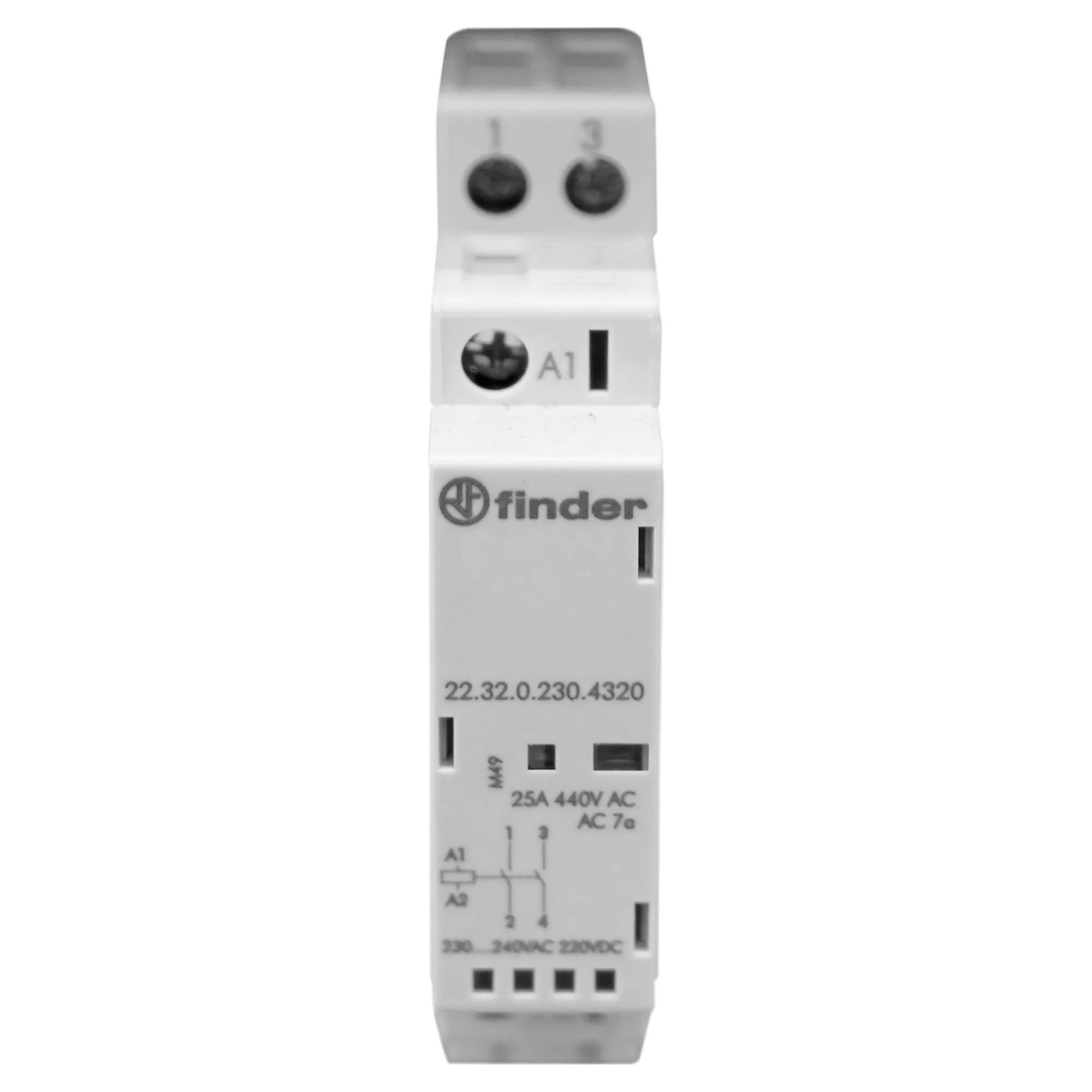 Finder CONTATTORE  MODULARE 230V 17,5 mm 2 NO 25A LED + INDICATORE MECCANICO