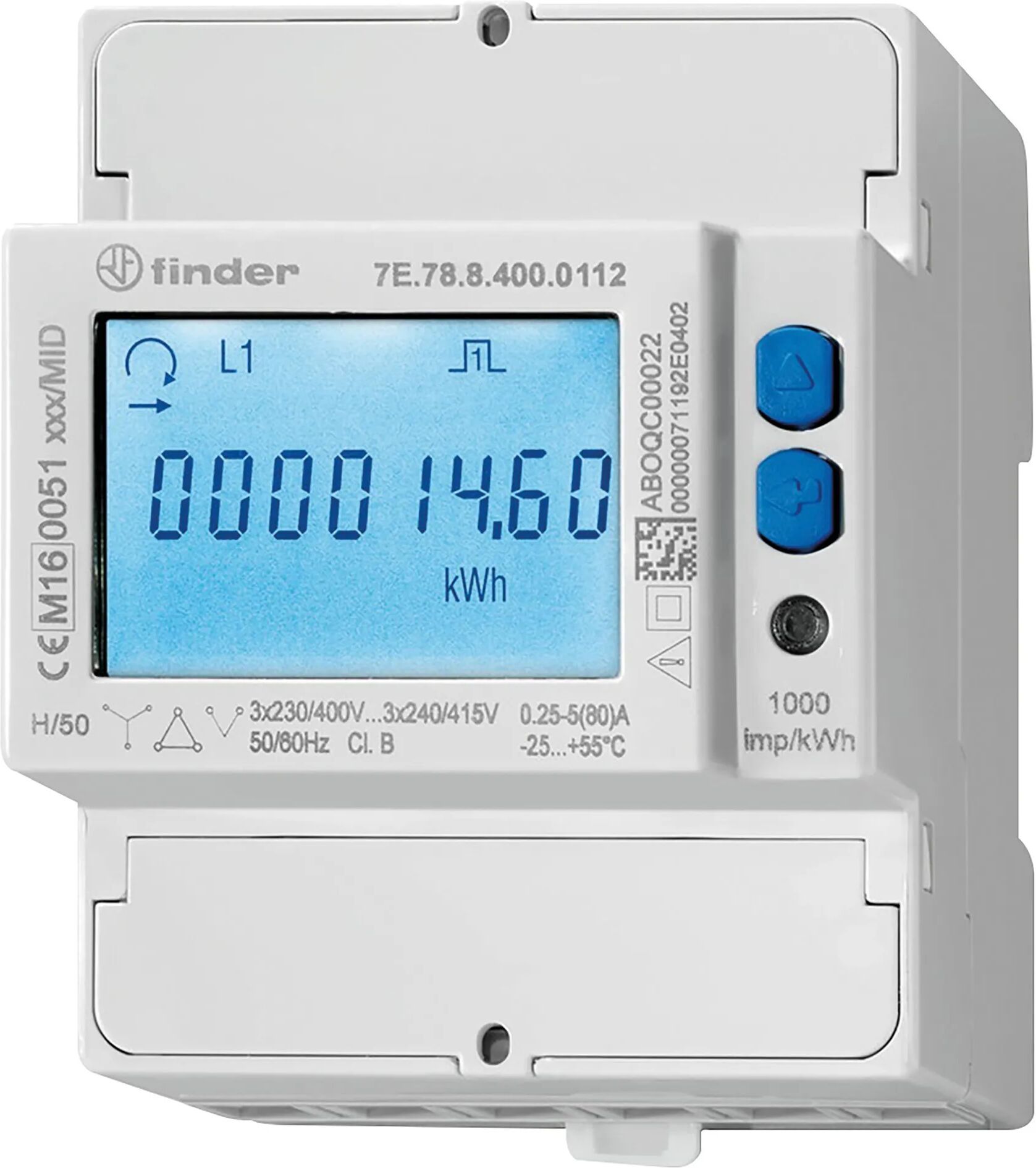 Finder CONTATORE DI ENERGIA  TRIFASE DIGITALE LCD FINO 80A 380V MULTIFUNZIONE DIRETTIVA MID