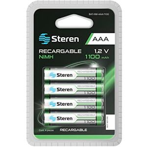 Paquete de 4 pilas recargables de alta capacidad AAA NIMH 1100 MAH BAT-NM- AAA/1100 Steren 