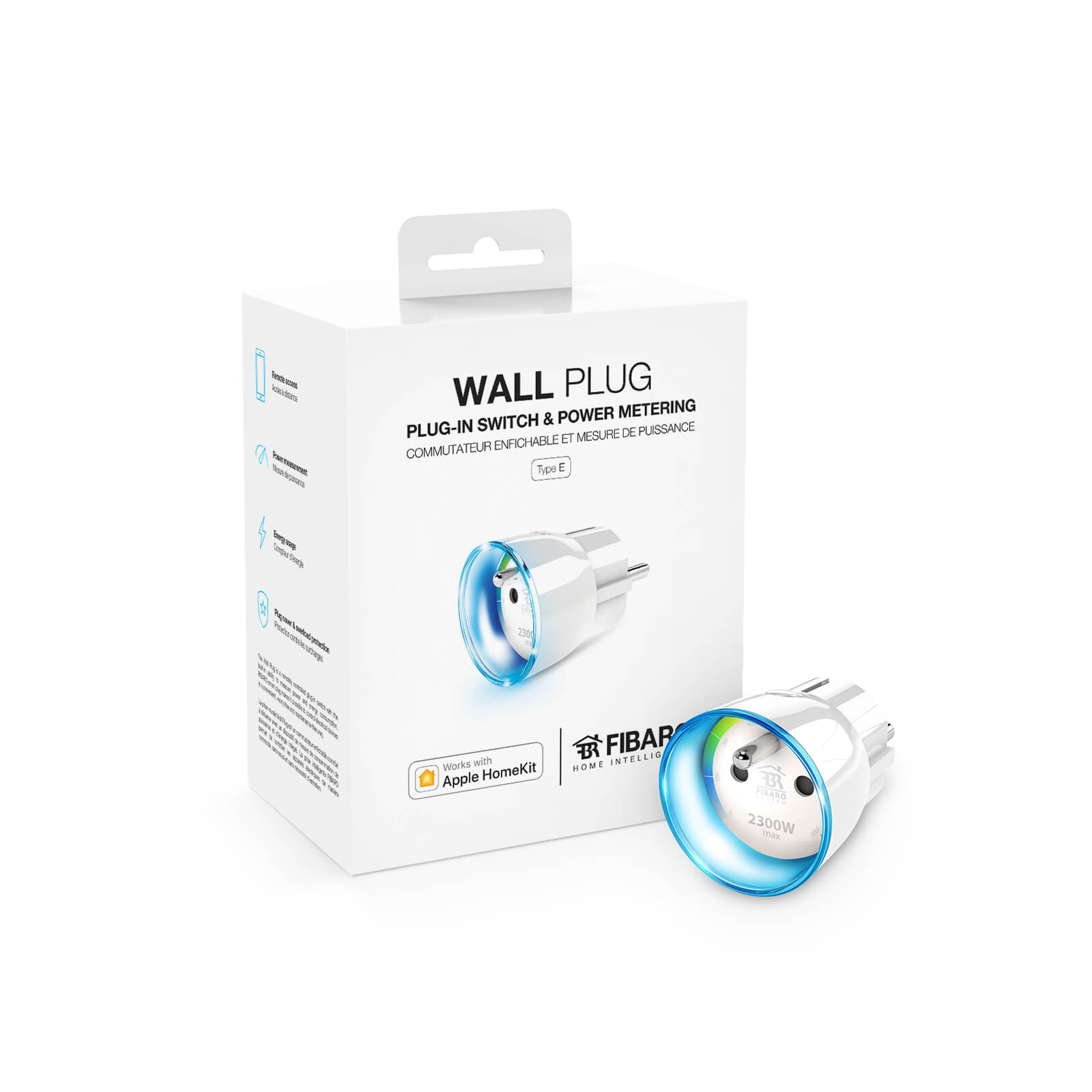 Fibaro Wall Plug, Slimme Stekker Type E(Be/Fr) (voor Apple HomeKit)