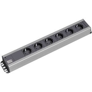 BACHMANN stekkerdoos 6x geaard contact, 19-inch rack-compatibel, 2 m